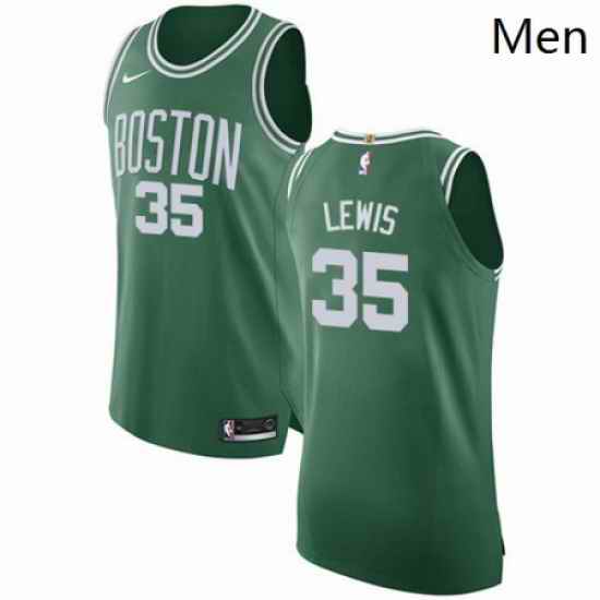 Mens Nike Boston Celtics 35 Reggie Lewis Authentic GreenWhite No Road NBA Jersey Icon Edition